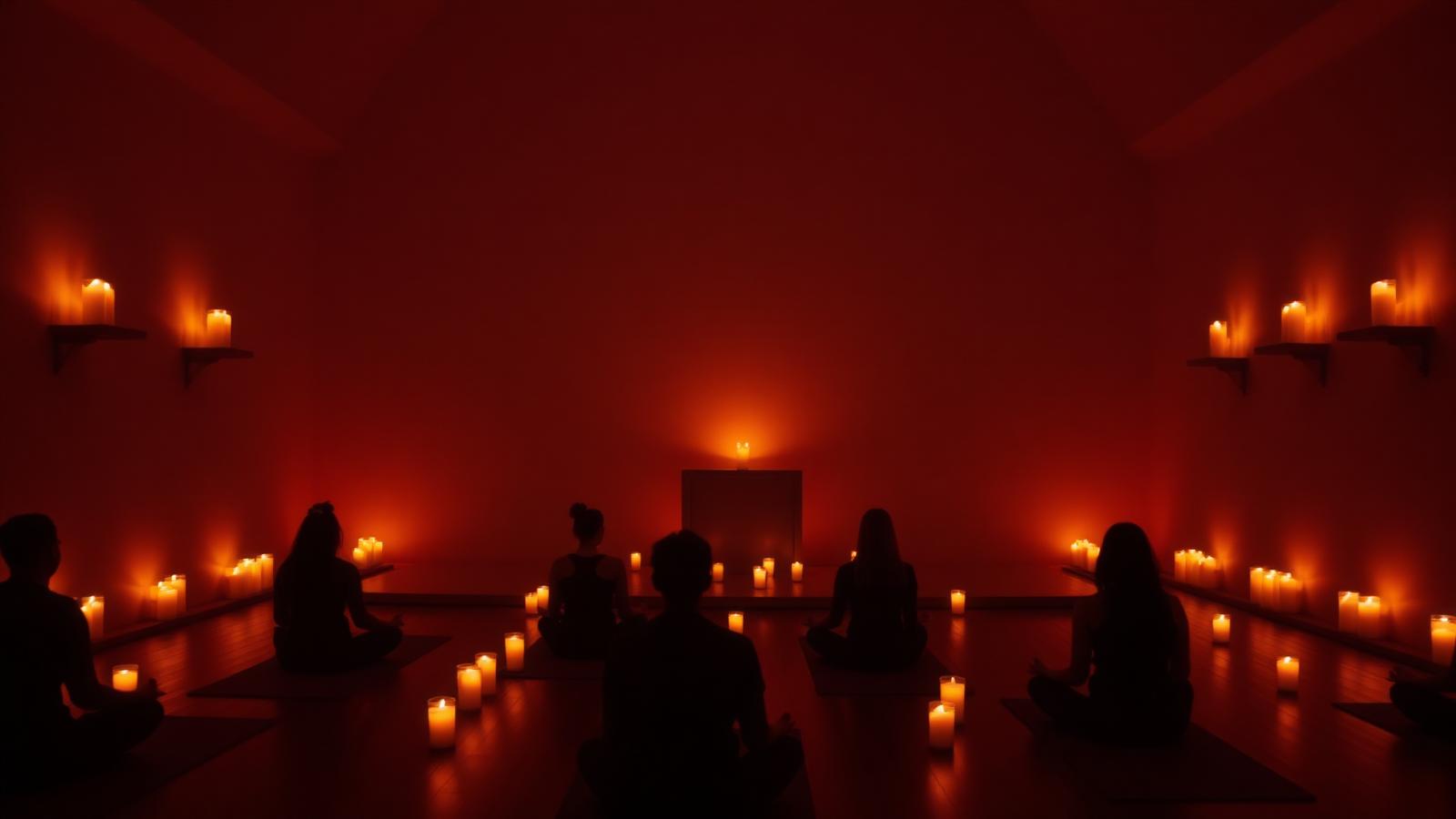 Candlelit meditation hall