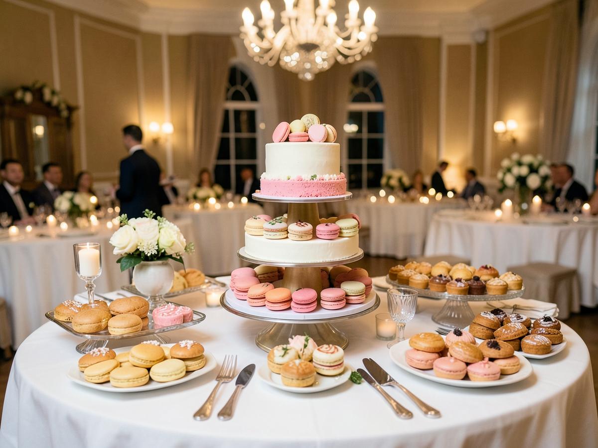 Dessert and cake table at a reception