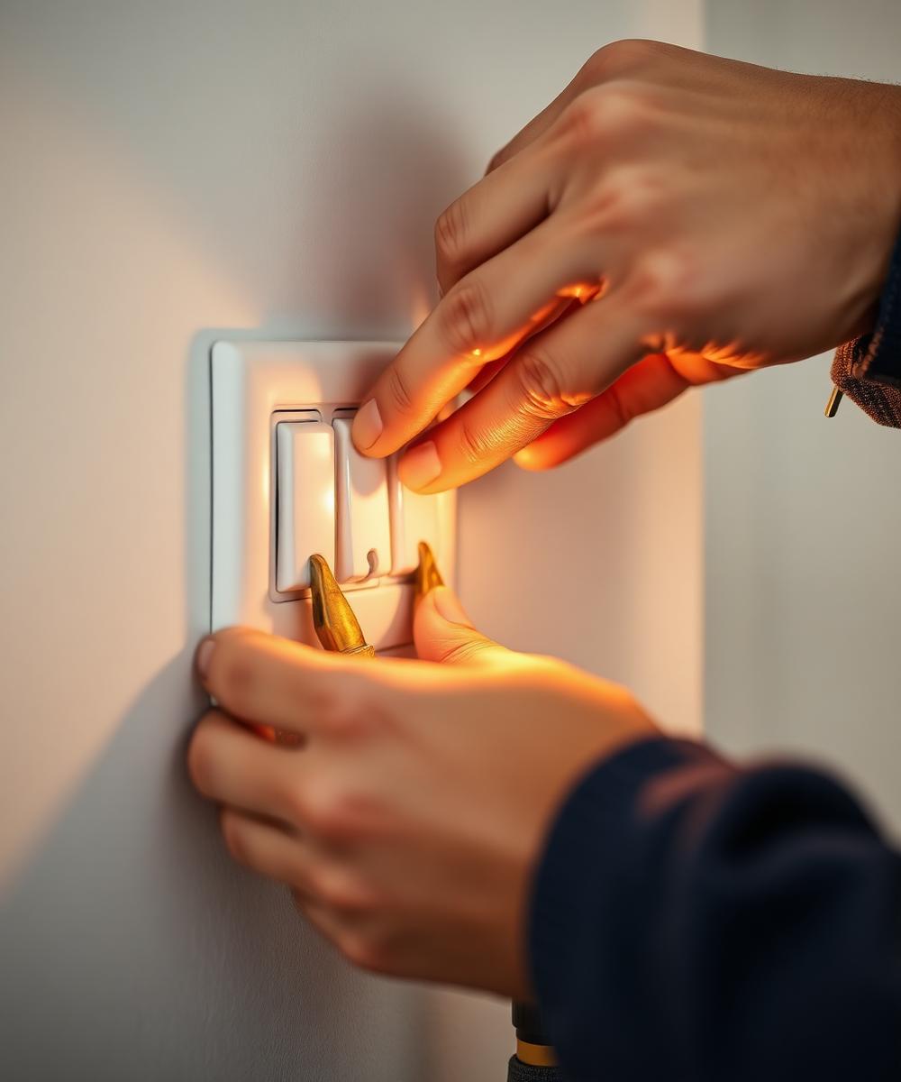 Electrician installing a modern light switch