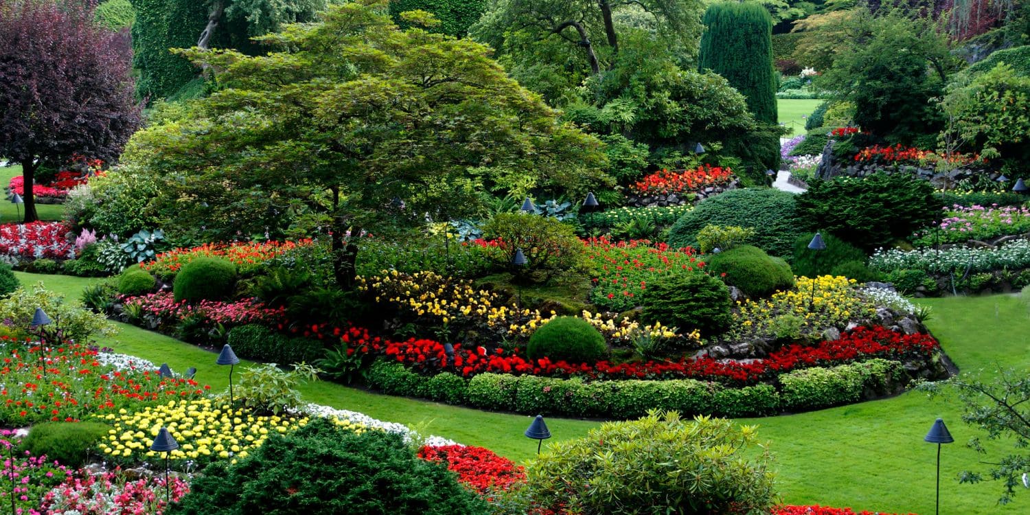 Manicured estate garden