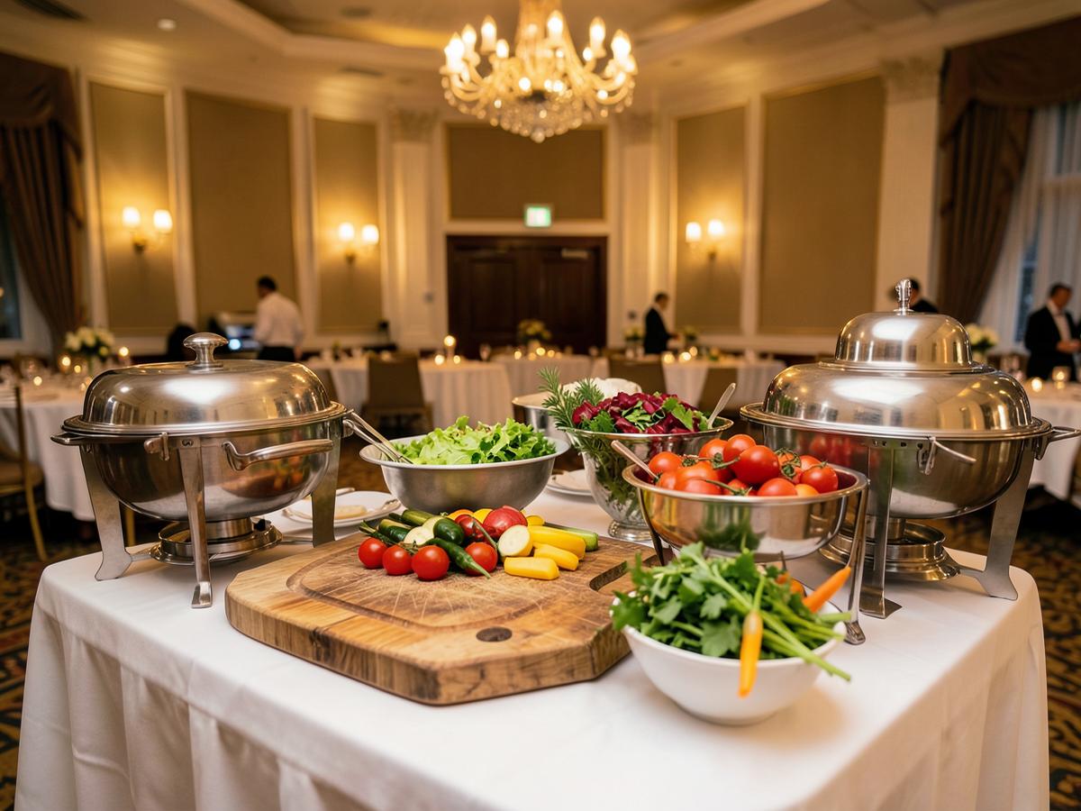Catering buffet with carving station