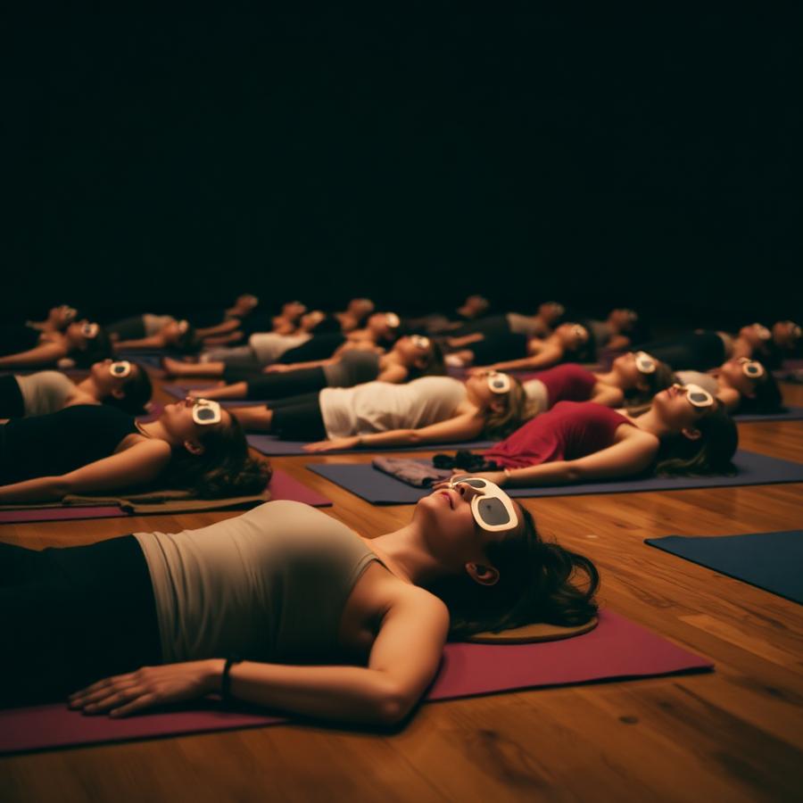 Savasana relaxation with eye pillows