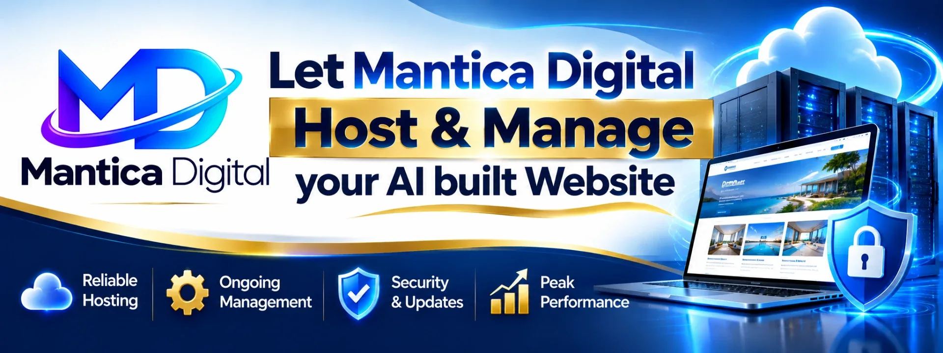 Let Mantica Digital Host & Manage your AI built Website — reliable hosting, ongoing management, security and updates, peak performance
