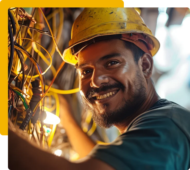 AmpRight technician smiling on a job site