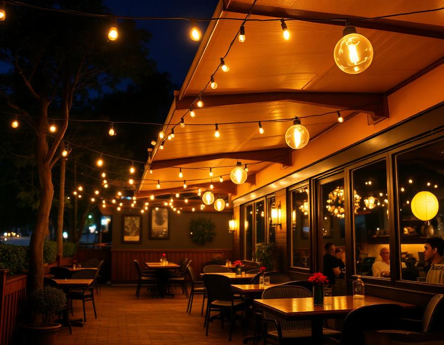 Patio string lighting