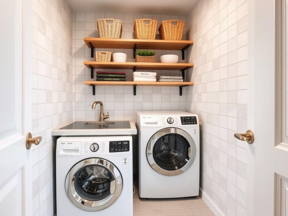 Laundry room shelving & tile — Altamonte