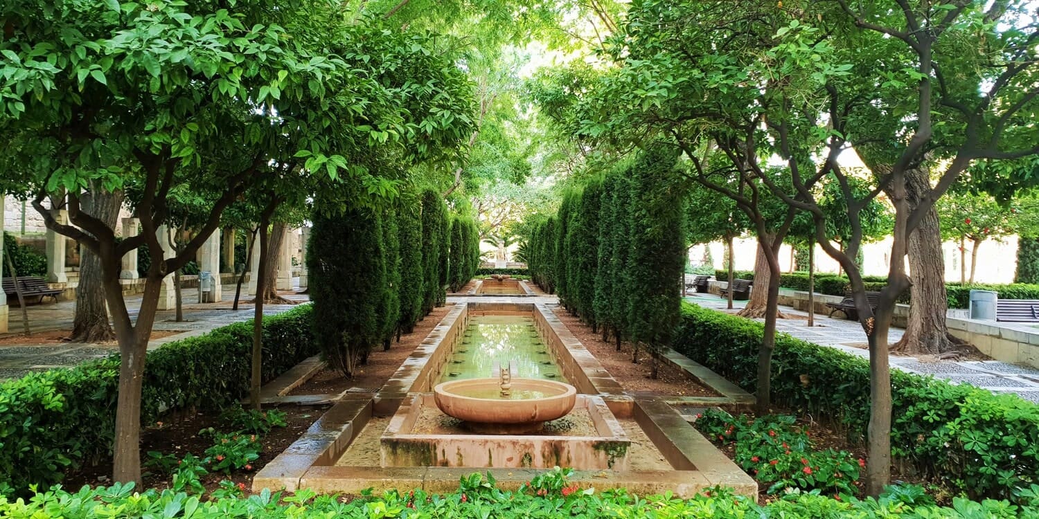Garden path lined with flowers