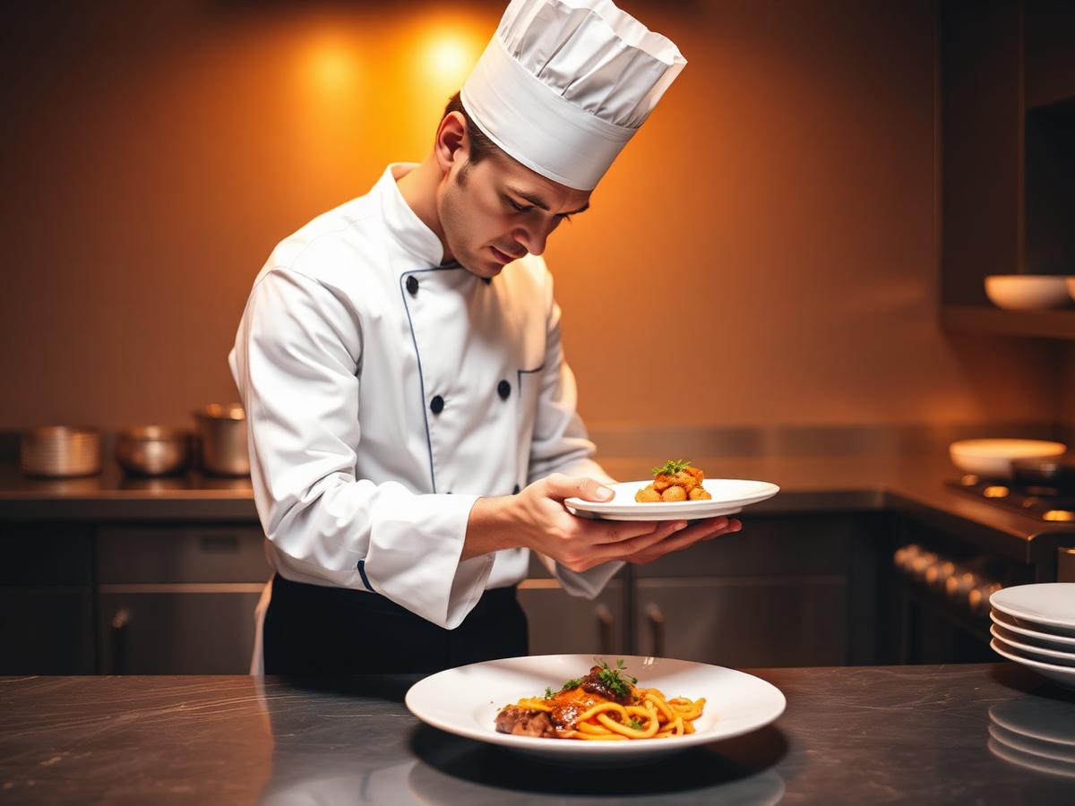 Chef plating a dish