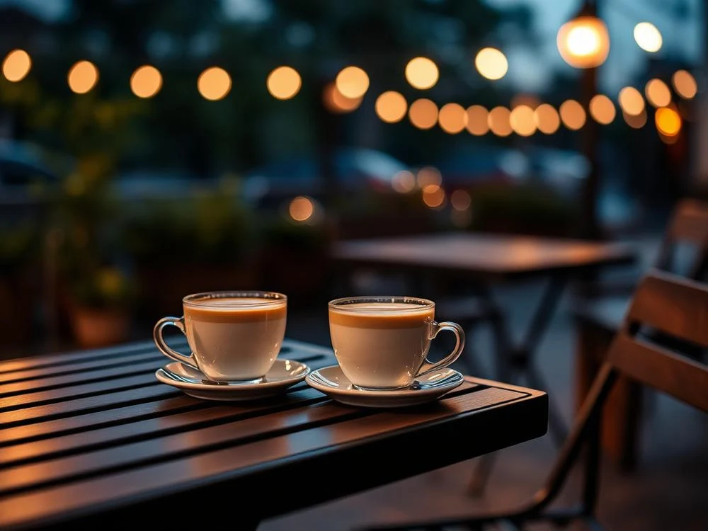 Terrace coffees at dusk