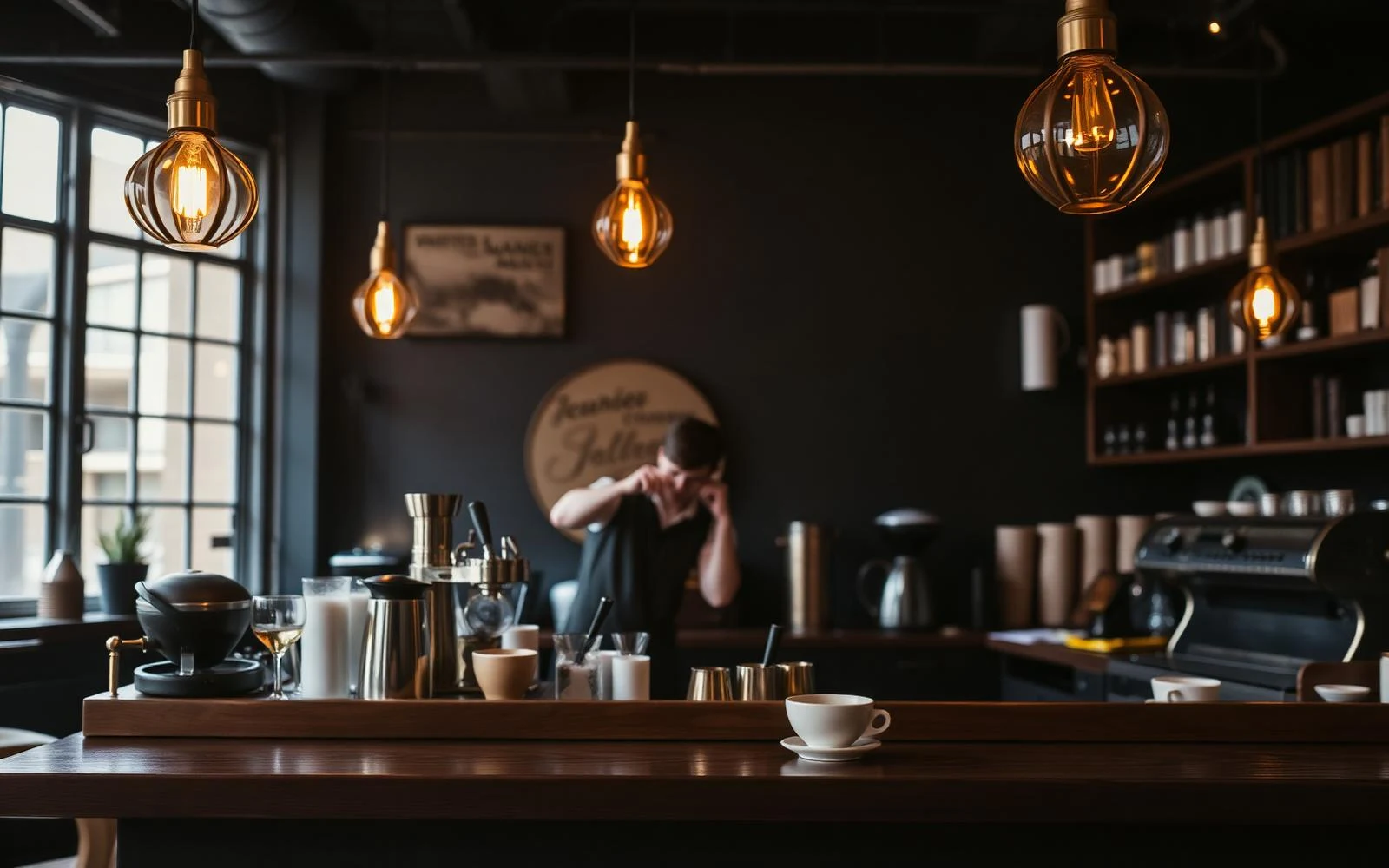 Moody espresso bar at Coffero Café & Roastery